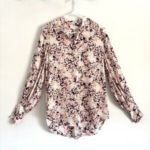 Equipment Femme Boleyn Pink Floral Long Sleeve Button Down Blouse Sz Small Top